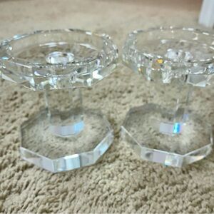 Oleg Cassini Clear Crystal Candle Holders